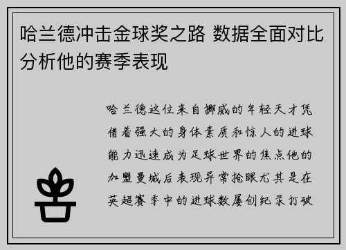 哈兰德冲击金球奖之路 数据全面对比分析他的赛季表现
